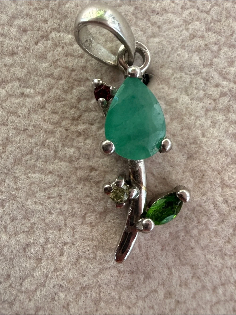 925 Emerald Paradise garnet,Chrome Diopside, Peridot,Rhodolite Garnet charm